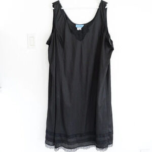 Vintage Penmans Intimates Black Sleeveless Scoop Neck Nightgown with Lace  Trim